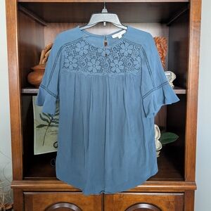 Loft Blue Lace Detail Women's Top